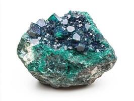 Sparkling green mineral rock with shiny crystal formations photo