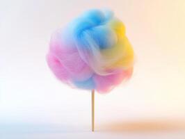 Colorful cotton candy on a stick in pastel shades photo