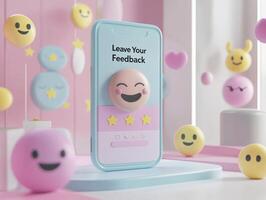 Digital feedback interface features cute emojis in vibrant colors photo