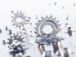 Gears splashing in water create stunning visual effect photo