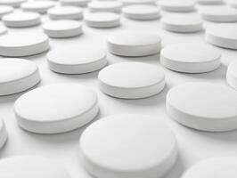 White circular tablets closeup photo