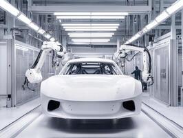 Modern robotics in automotive manufacturing at a high-tech factory photo
