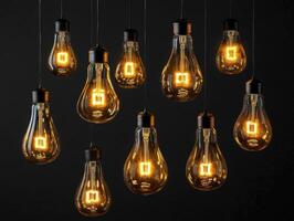 Vintage light bulbs create a warm ambiance in modern space design photo