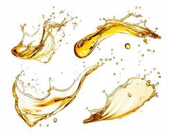 Golden liquid splashes create dynamic abstract shapes in the air photo