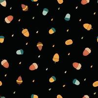 Seamless Autumn Acorn and Leaf Pattern on Dark Background Cozy Fall Aesthetic vector