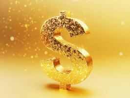 Golden dollar sign shining against a sparkling background photo