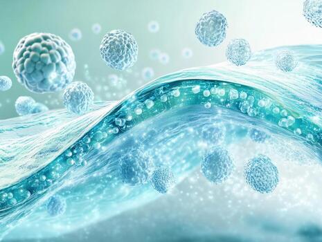 Water waves and microorganisms creating a vibrant underwater scene photo