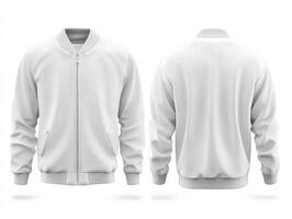 Stylish white jacket displayed from front and back views in studio photo