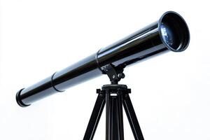 Exploring the night sky with a telescope set up for stargazing photo
