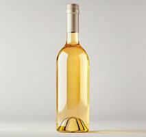 Elegant white wine bottle on a sleek background with soft lighting photo