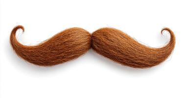 Large and fluffy brown mustache on a white background photo