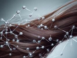Hair strands with molecular structure design for beauty concept photo