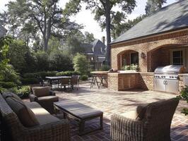 Outdoor patio area designed for relaxation and dining experiences photo