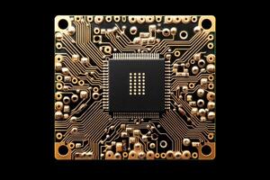 Close-up of a circuit board showcasing intricate electronic components photo