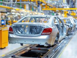 Car assembly in a high-tech manufacturing facility photo