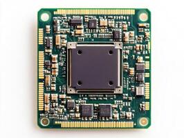 Circuit board featuring advanced electronics for modern technology photo
