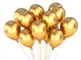 Golden balloons ready for celebration at an outdoor event photo