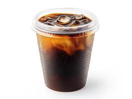 Iced coffee served in a clear cup with condensation photo