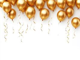 Festive gold balloons adorn a celebration backdrop photo