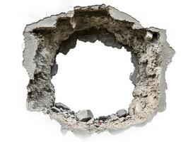 Hole in wall reveals empty space in urban setting photo