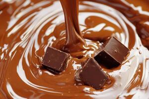 Chocolate melting in rich sauce during dessert preparation photo