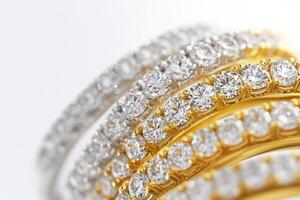 Elaborate collection of sparkling rings in various metals and styles photo