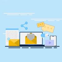 Newsletter marketing, messaging, email, digital advertising, subscriptions. Flat style illustrations. vector