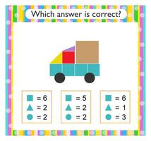 Math activity for kids. Find the correct answer vector