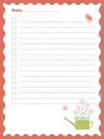 Watering can page template with flowers, bird and butterfly vector