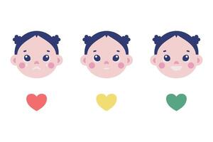 three different faces of a baby with different emotions vector