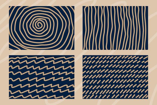 Abstract Wavy and Spiral Line Patterns with Geometric Aesthetic