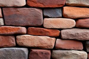 Colorful stone wall creating a rustic and textured background photo