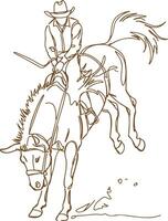 Cowboy on a Rearing Horse with Lasso in Hand - Wild West Action Scene vector