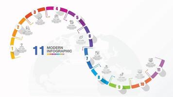 Template infographic 11 step vector