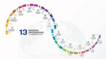 Template infographic 13 step vector
