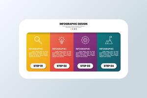 4 Step Presentation Infographic Template with Business Icons vector
