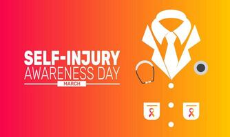 Self-Injury Awareness Day raises understanding about self-harm and supports those affected. A day to spread awareness, encourage open conversations, and promote mental health resources. vector
