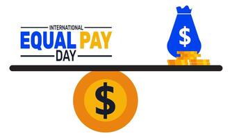 Equal Pay Day marks how far into the year women must work to earn what men did last year Close the wage gap now vector