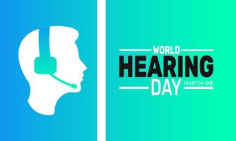 World Hearing Day promotes early detection of hearing loss Share tips on safe listening habits with friends and family vector