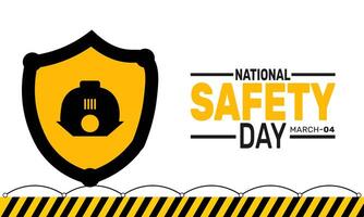 National Safety Day promotes awareness about safety practices in the workplace and at home. It encourages people to prioritize safety to prevent accidents and ensure a secure environment. vector