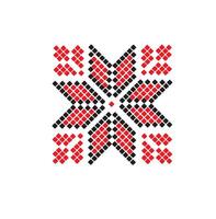 Geometric cross stitch red and black vector