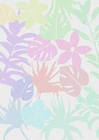 hand drawn pastel simple tropical plants design vector