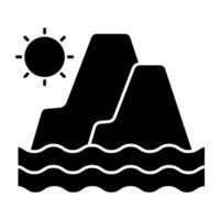 A solid design icon of melting glacier vector