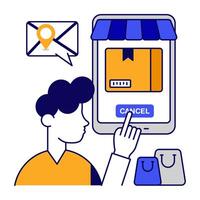 A flat design icon of order cancel vector