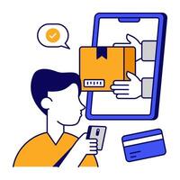 Trendy flat vectors design of mobile card payment