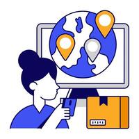 Perfect flat design icon of global parcel location vector