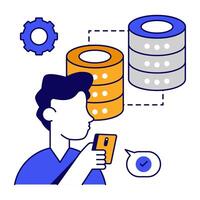 Db rack with gear, icon of database settings vector