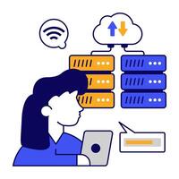 A flat icon design of server transfer vector