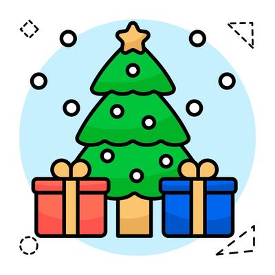 A colored design icon of Christmas trees