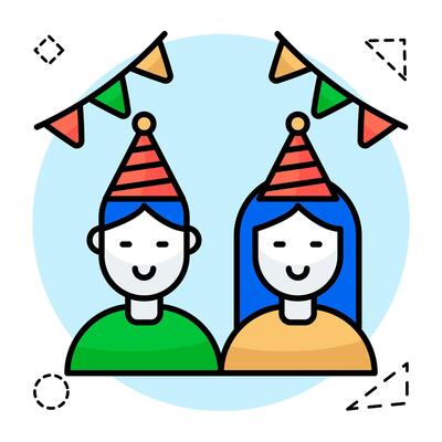 A beautiful colored design icon of birthday guy